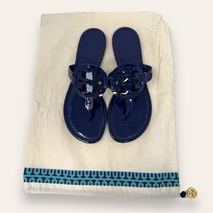 Tory Burch Patent Leather Miller Sandal Navy Indigo Blue 7 Women’s Tory